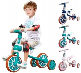 Trojkolesový bicykel 4-v-1 BICYKEL DVOJKOLESOVÝ ŠTVORKOLESOVÝ IDEÁLNY NA UČENIE Čierna, šedá